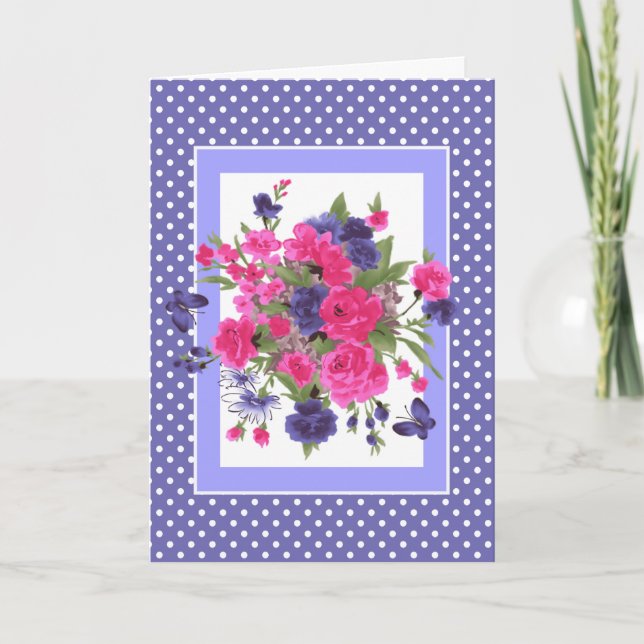 Carte Bonne fête des mères. Papillons & Fleurs (Devant)