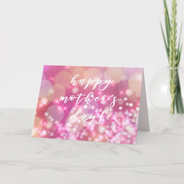Carte Bonne fête des mères | Parties scintillant rose (Devant)