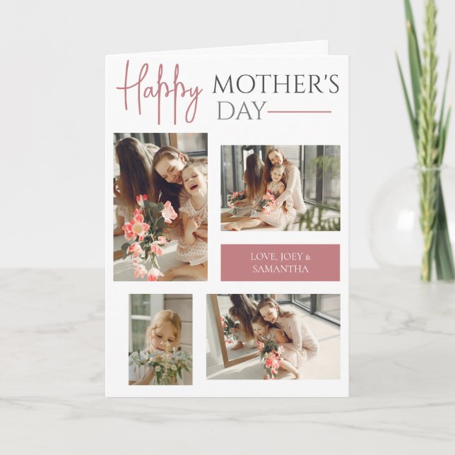 Carte Bonne fête des mères | Simple script moderne 4 pho (Devant)