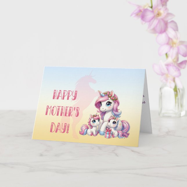 Carte "Bonne fête des mères !" Unicorne (Orchidée)