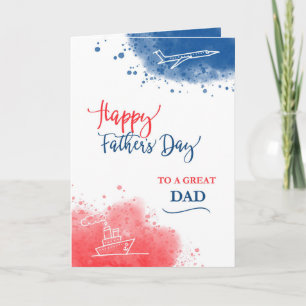 Carte Bonne Fête des pères à un grand papa Aquarelle rou