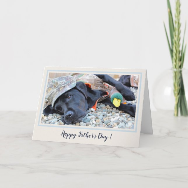 Carte Bonne Fête des pères Black Labrador Chasse de cana (Devant)