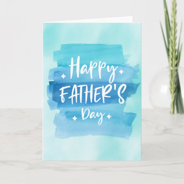 Carte Bonne Fête des pères Bleu Aquarelle Bleu rayures (Devant)