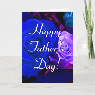 Carte Bonne Fête des pères Bleu pourpre Rose I