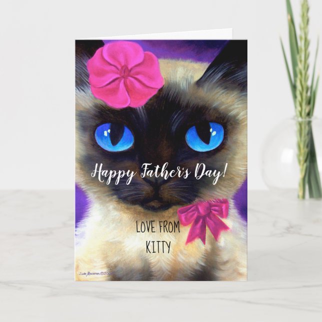 Carte Bonne Fête des pères Chat Papa Peinture Whimsical  (Devant)