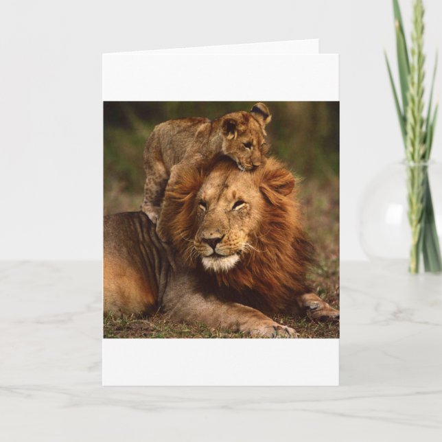Carte Bonne Fête des pères Daddy Lion et Lion Cub (Devant)