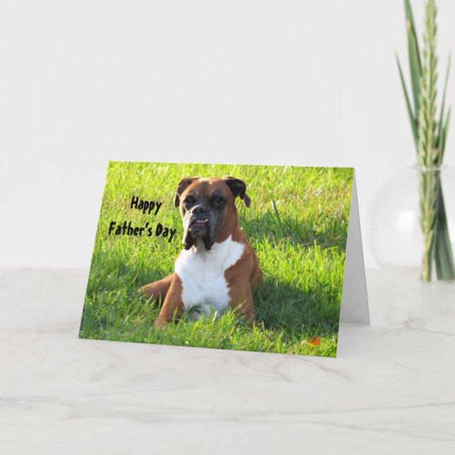Carte Bonne Fête des pères ... De Boxer Dog (Devant)