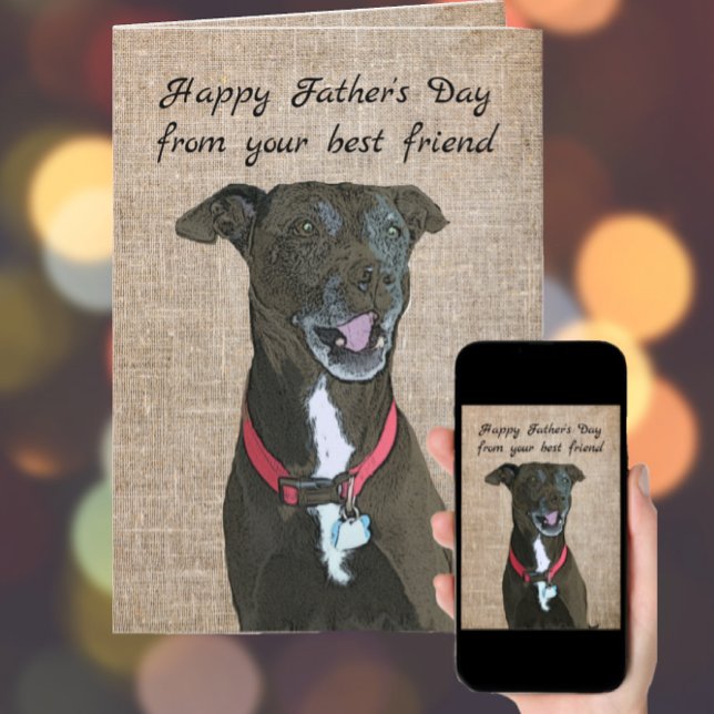 Carte Bonne Fête des pères de la mignonne Pit Bull (Créateur téléchargé)