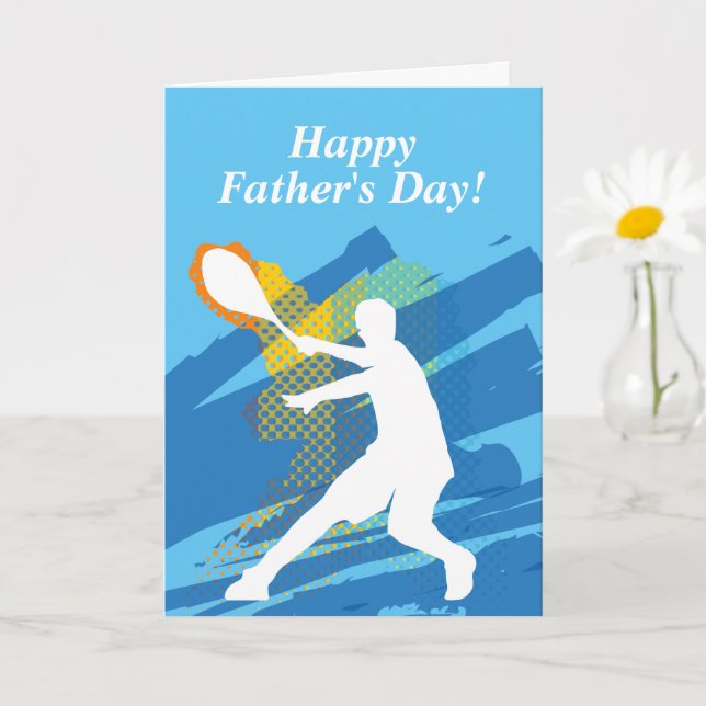 Carte Bonne Fête des pères de tennis design accueil (Petite plante)