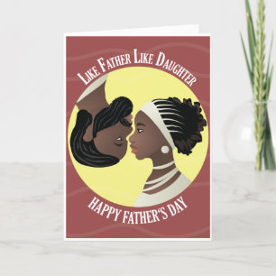 Carte Bonne Fête des pères ; Fille et papa "Ying et Yang