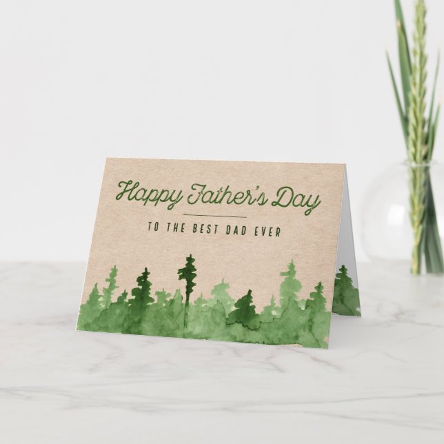 Carte Bonne Fête des pères | Forêt d'eau verte (Devant)