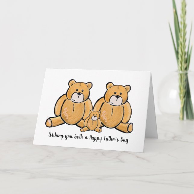 Carte Bonne Fête des pères gay papa mignon ours (Devant)