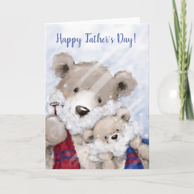 Carte Bonne Fête des pères, mignon ours père et fils ras (Devant)