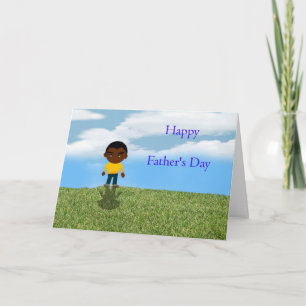 Carte Bonne Fête des pères papa avec un garçon afro-amér