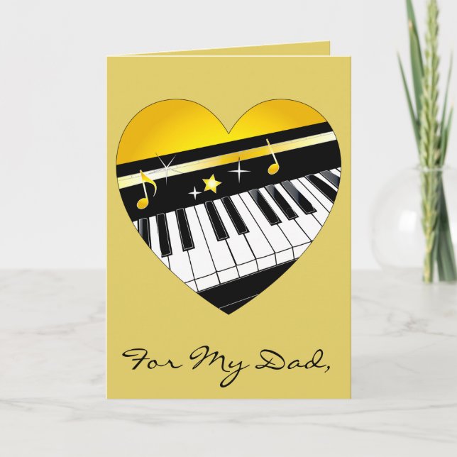 Carte Bonne Fête des pères piano et musique (Devant)
