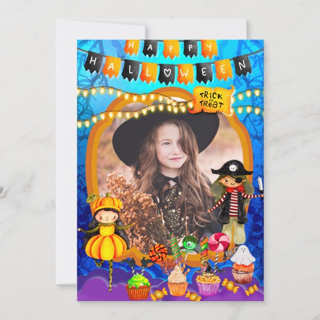 Carte Bonne fête d'Halloween Costume enfants fête (Devant)