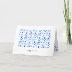Carte Bonne fête Hanoukka belle décoration bleue