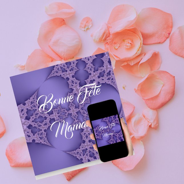 Carte Bonne fête Maman, fractale mauve (Créateur téléchargé)