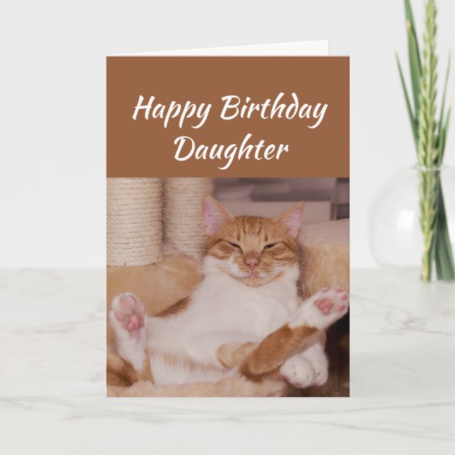 Carte Bonne Fille d'anniversaire Célébrer Funny Chat (Devant)