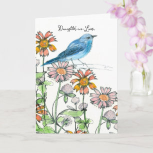 Carte Bonne Fille D'Anniversaire En Droit Fleurs De Blue