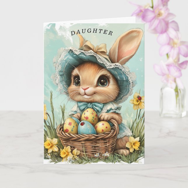 Carte Bonne fille lapin de Pâques Daffodiles Ladybug (Orchidée)