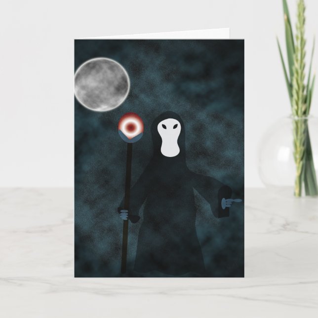 Carte Bonne Halloween Grim Reaper Lune de nuit (Devant)