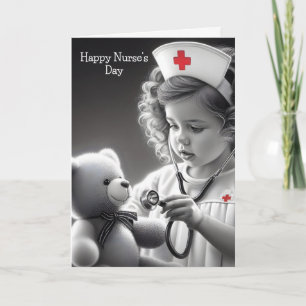 Carte Bonne infirmière de jour avec ours en peluche