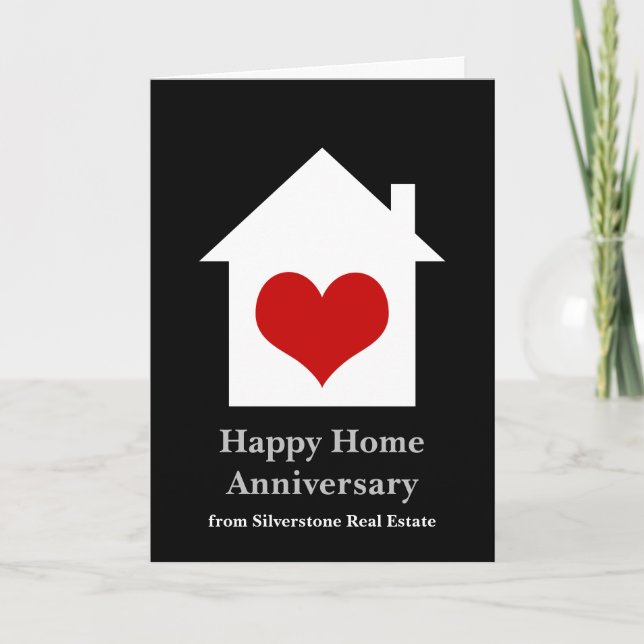 Carte Bonne maison Anniversaire Immobilier Maison Coeur (Devant)
