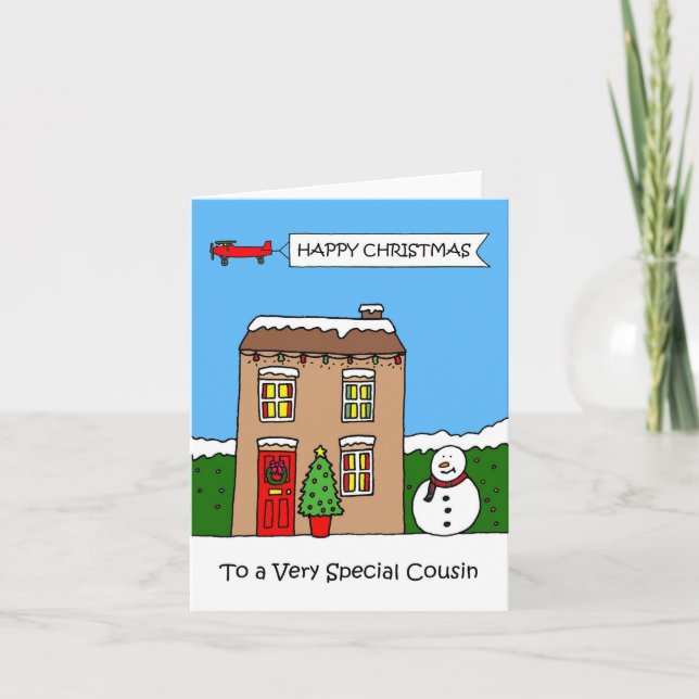 Carte Bonne maison de fête du cousin de Noël (Devant)