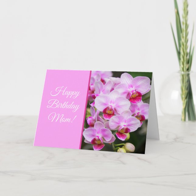 Carte Bonne maman d'anniversaire ! Orchidées roses (Devant)