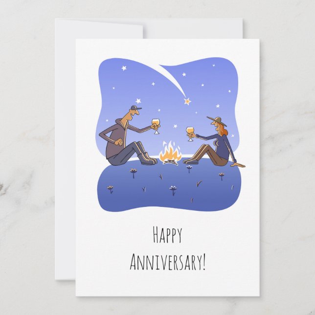 Carte Bonne Mariage Anniversaire Campfire Couple Card (Devant)