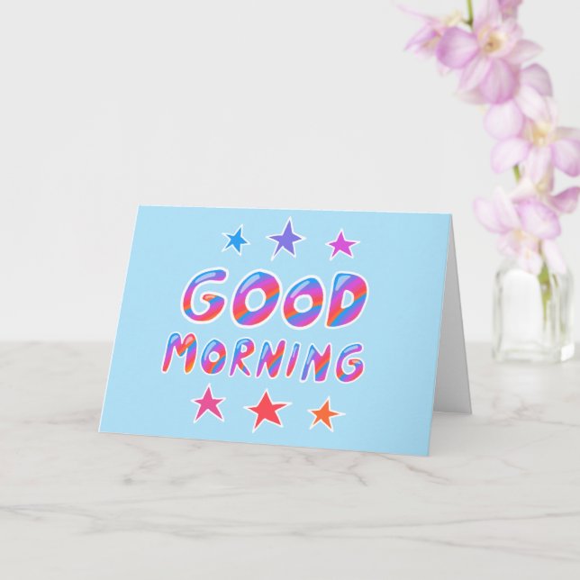 Carte BONNE MATINÉE Colorée Cool Stripes PERSONNALISÉ (Orchidée)