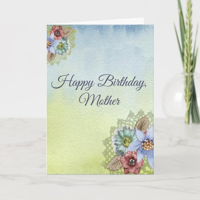 Carte Bonne Mère d'anniversaire, Jolies fleurs pastel (Devant)