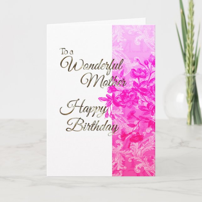 Carte Bonne mère d'anniversaire (rose) (Devant)