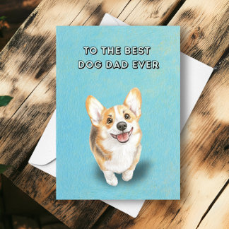 Carte Bonne mignonne Corgi meilleur chien papa jamais Fê