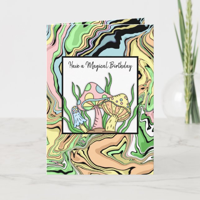 Carte Bonne page Anniversaire des champignons rétro et c (Devant)