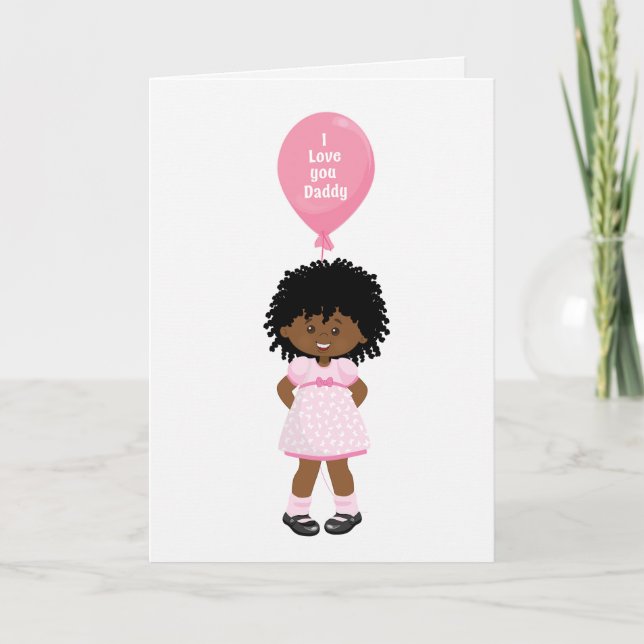 Carte Bonne papa du père - Fille Africaine Américaine (Devant)