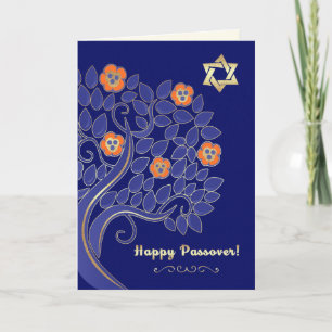 Carte Bonne Pâque. Arbre à fleurs de printemps
