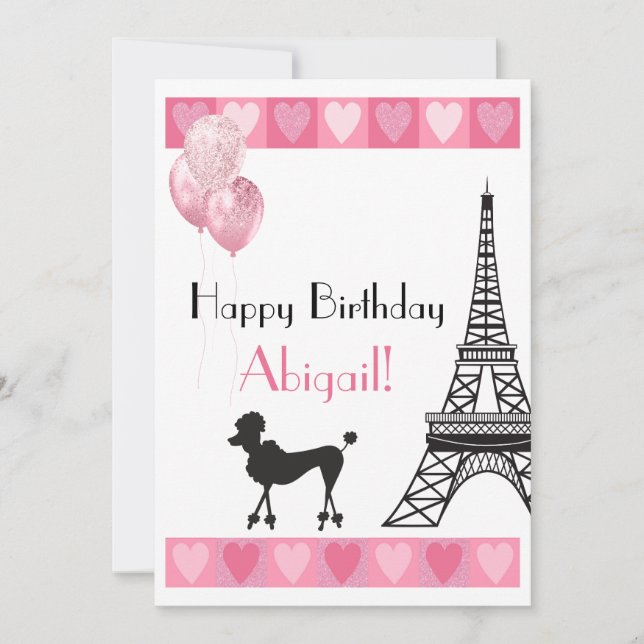 Carte Bonne Parties scintillant d'anniversaire Pink Hear (Devant)