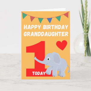 Carte Bonne petite-fille anniversaire - 1 Aujourd'hui