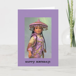 Carte Bonne poupée asiatique d'anniversaire