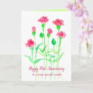 Carte Bonne première année de Mariage Carnation rose