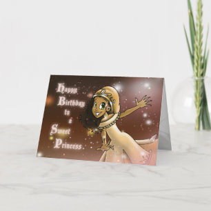 Carte Bonne princesse afro-américaine anniversaire