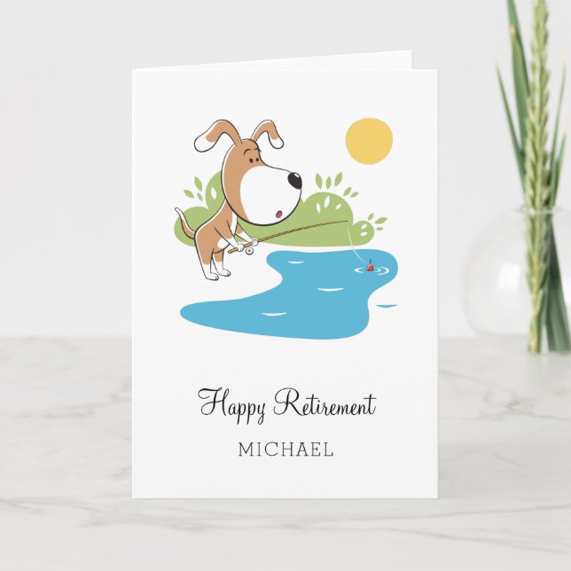 Carte Bonne retraite Cartoon mignonne Chien Chien Chien  (Devant)