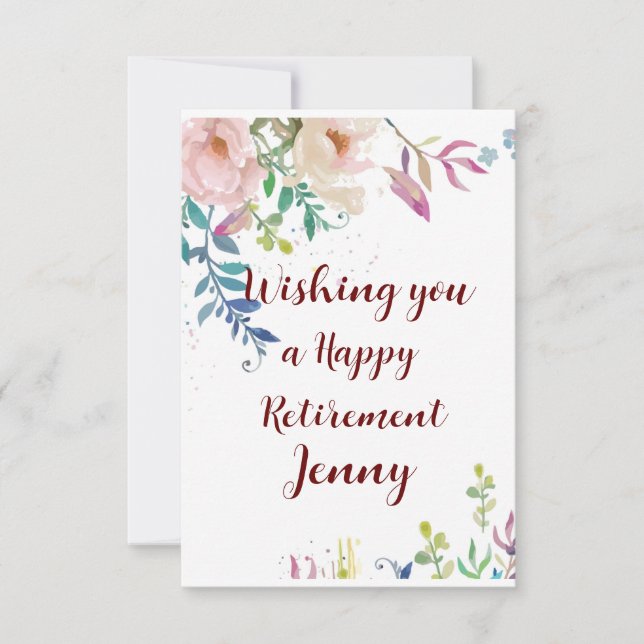 Carte Bonne retraite Félicitations Floral Voeux (Devant)