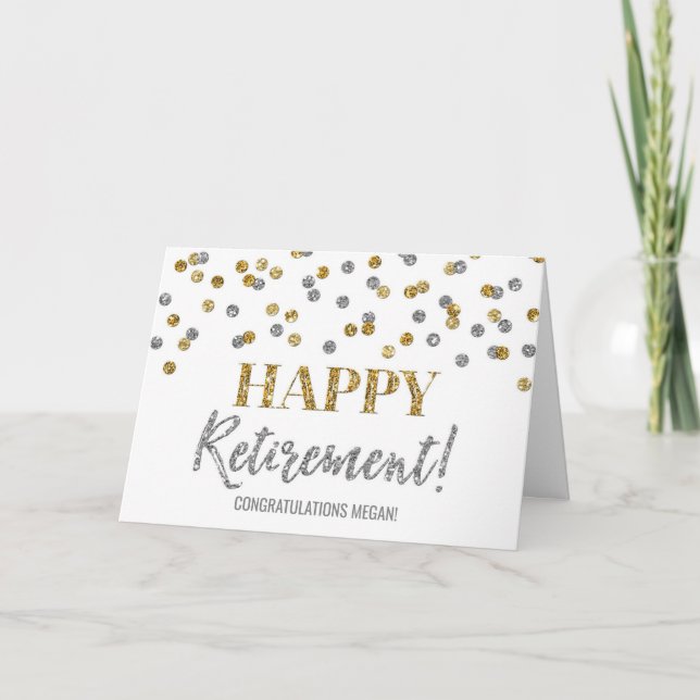 Carte Bonne retraite Félicitations Gold Silver (Devant)