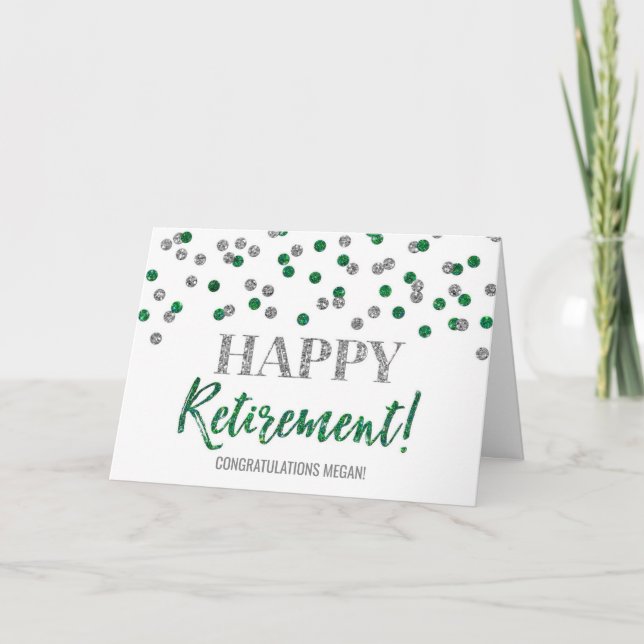 Carte Bonne retraite Félicitations Green Silver (Devant)