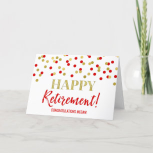 Carte Bonne retraite Félicitations Red Gold Dots