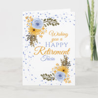 Bonne Retraite Florale Jaune Et Fleurs Bleues