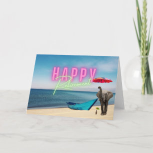 Carte Bonne retraite Funny Surreal Beach Scène